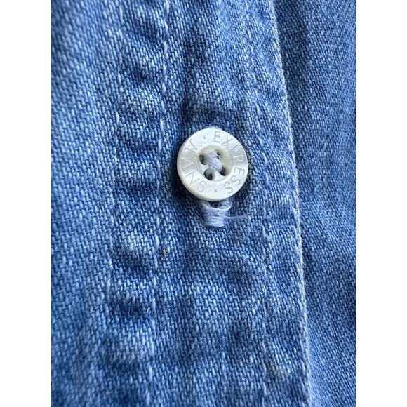 Vintage 90s Express Chambray Denim Button Down Women's Shirt Size Large - Picture 6 of 9